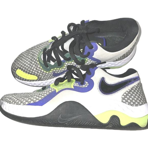 SIZE 10.5 MEN'S NIKE RENEW ELEVATE II WHITE MULTICOLOR CW3406-101 BASKETBALL - Picture 4 of 13